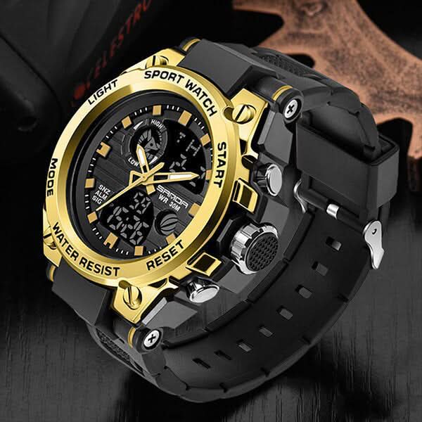 Orologio militare da uomo con display analogico-digitale e multifunzione