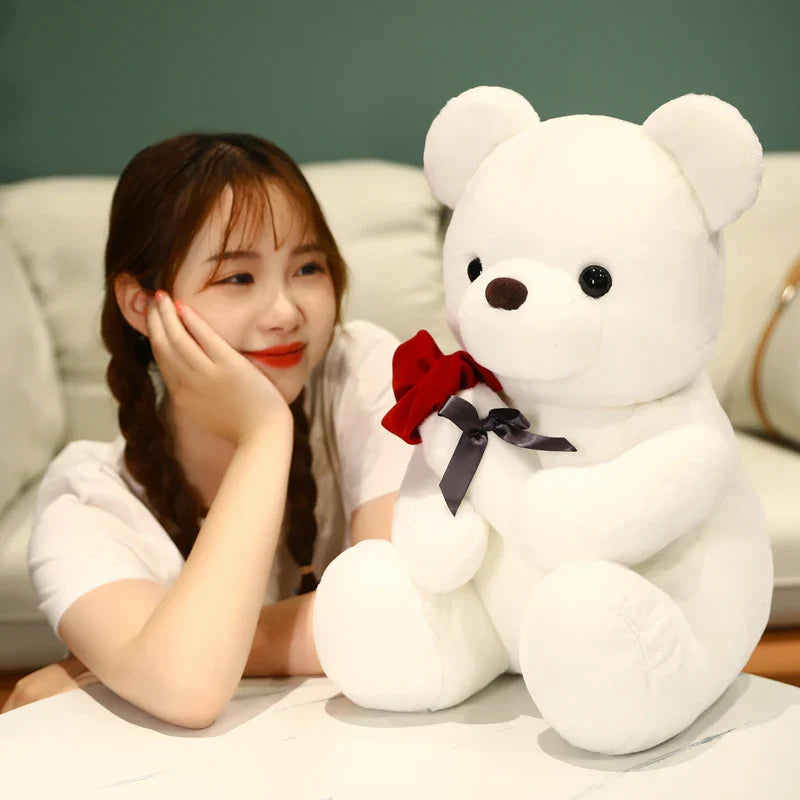 Orsetto di Peluche Kawaii con Rosa – Simpatico Regalo per San Valentino, Morbido Orsetto in Peluche, Ideale per Decorazione