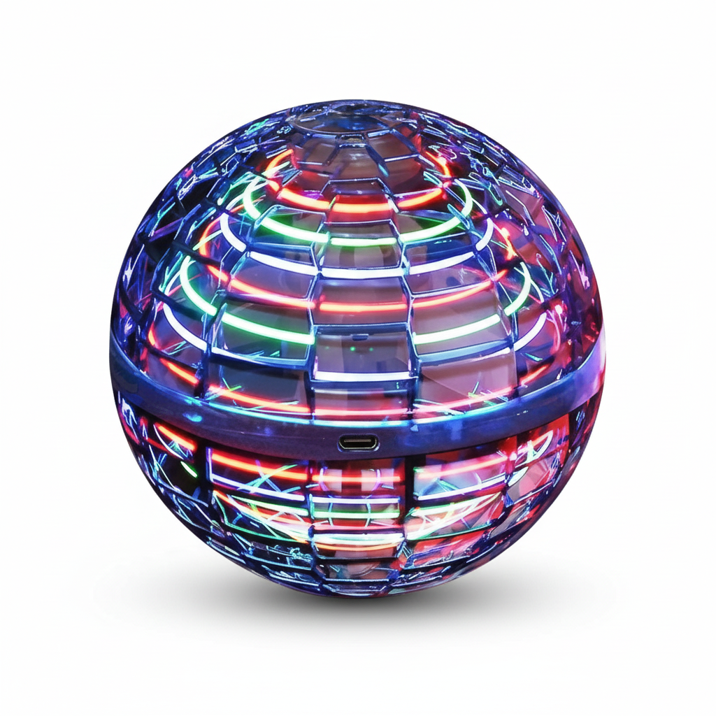 Palla Volante Flying Orb | Spinner Volante Aerodinamico con Effetti LED | Rotazione a 360° e Funzione Boomerang | Struttura Resistente e Ricarica Rapida USB