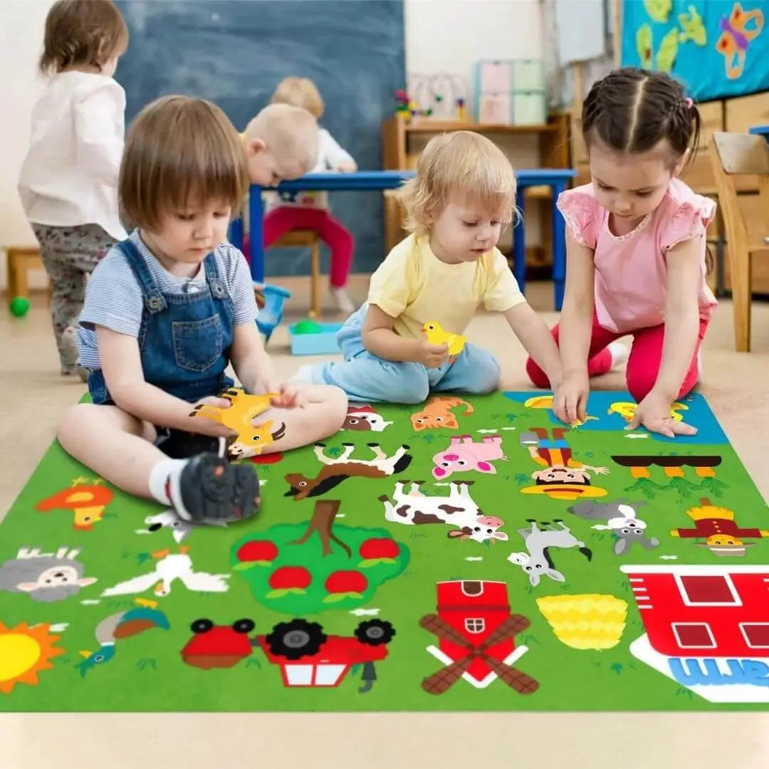 Pannello in feltro Montessori tema fattoria