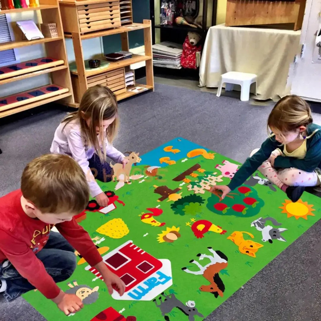 Pannello in feltro Montessori tema fattoria