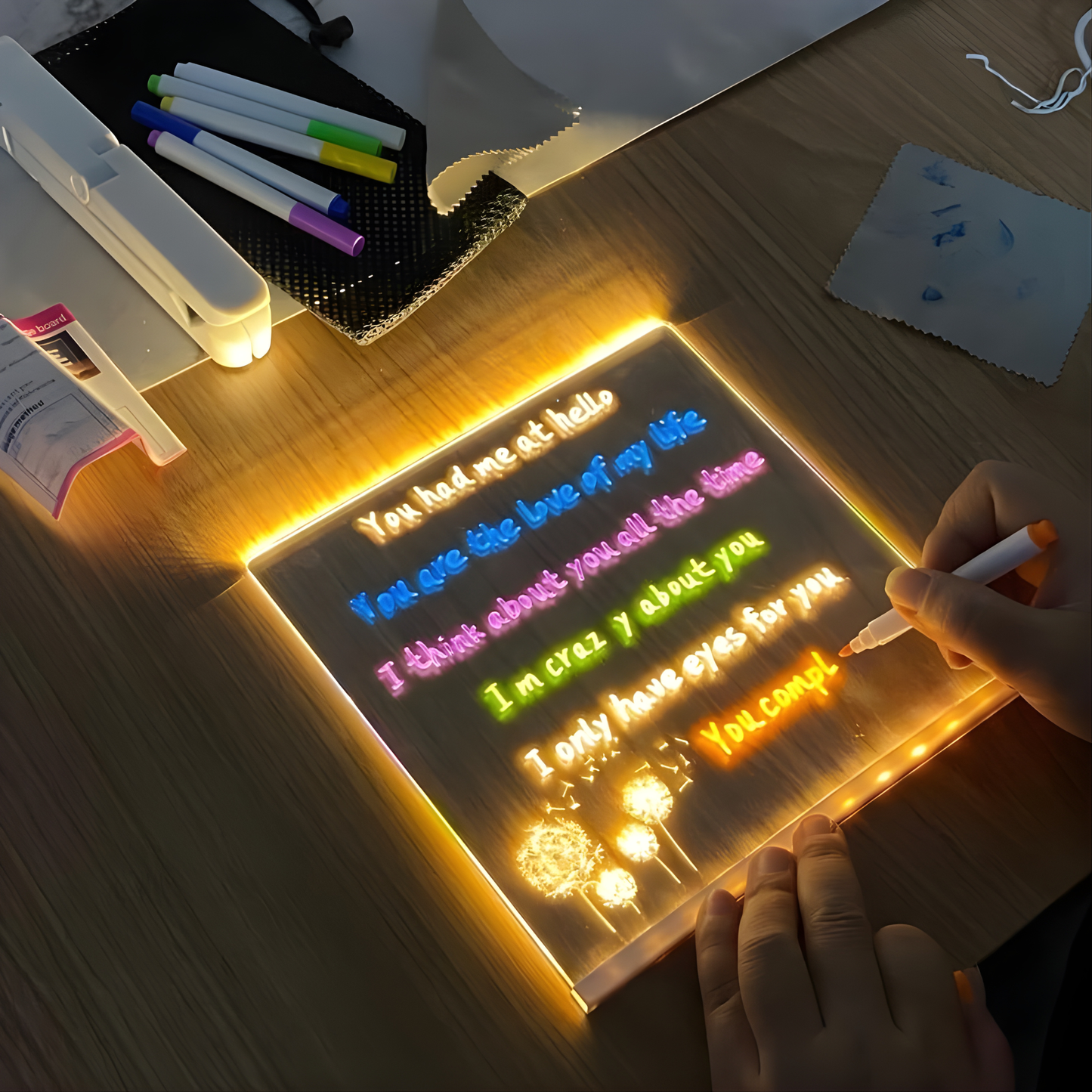 Pannello Luminoso a LED con 7 Colori Neon – Lavagna in Acrilico Alimentata tramite USB per Disegno Creativo e Decorazione