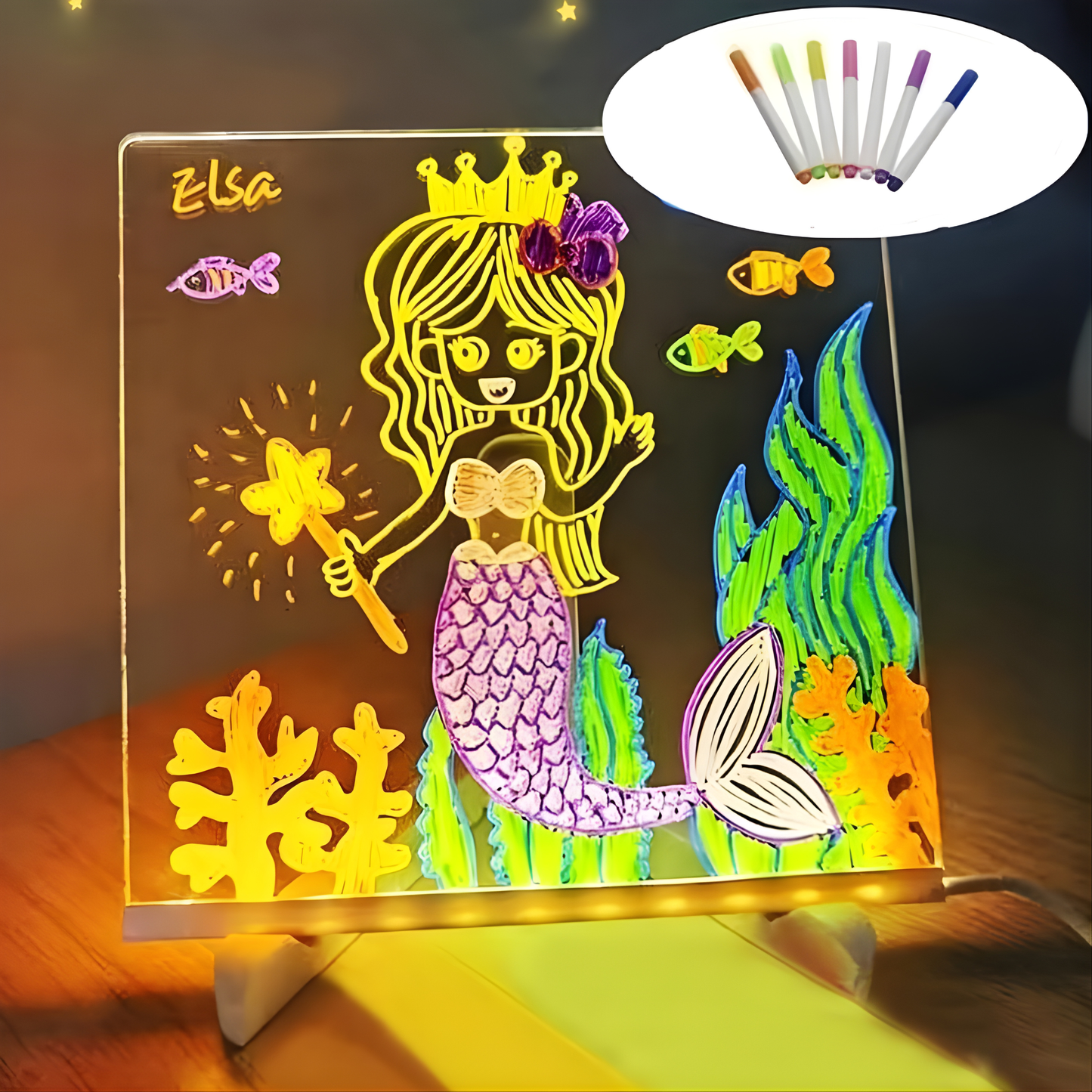 Pannello Luminoso a LED con 7 Colori Neon – Lavagna in Acrilico Alimentata tramite USB per Disegno Creativo e Decorazione