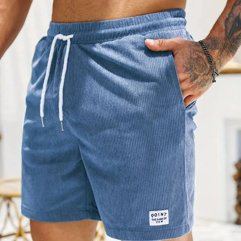 Pantaloncini casual da uomo in velluto a coste – vestibilità morbida con coulisse