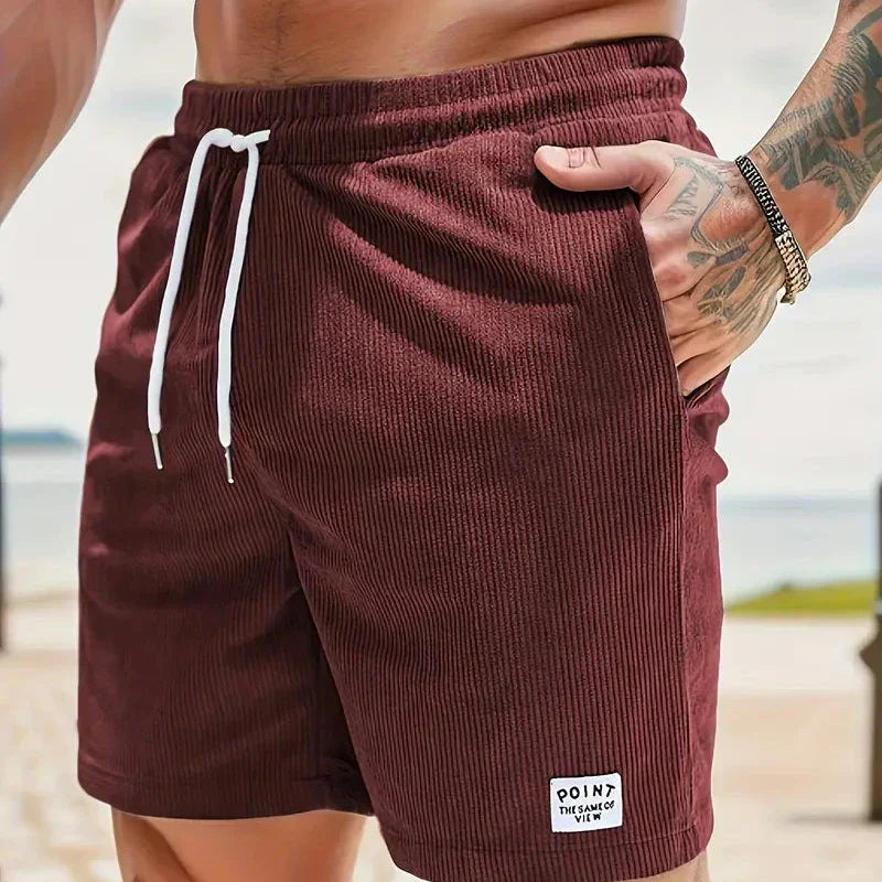 Pantaloncini casual da uomo in velluto a coste – vestibilità morbida con coulisse