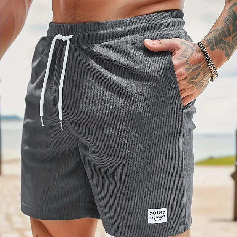 Pantaloncini casual da uomo in velluto a coste – vestibilità morbida con coulisse
