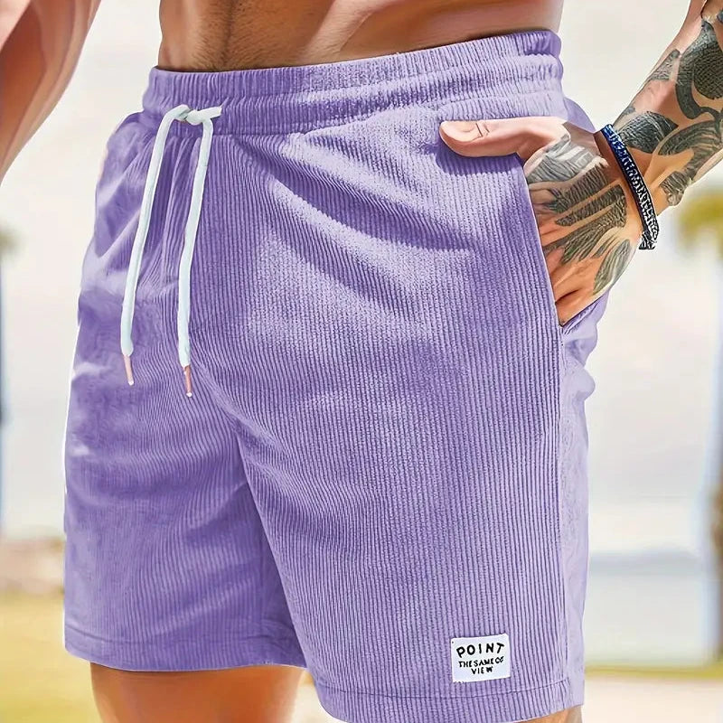 Pantaloncini casual da uomo in velluto a coste – vestibilità morbida con coulisse
