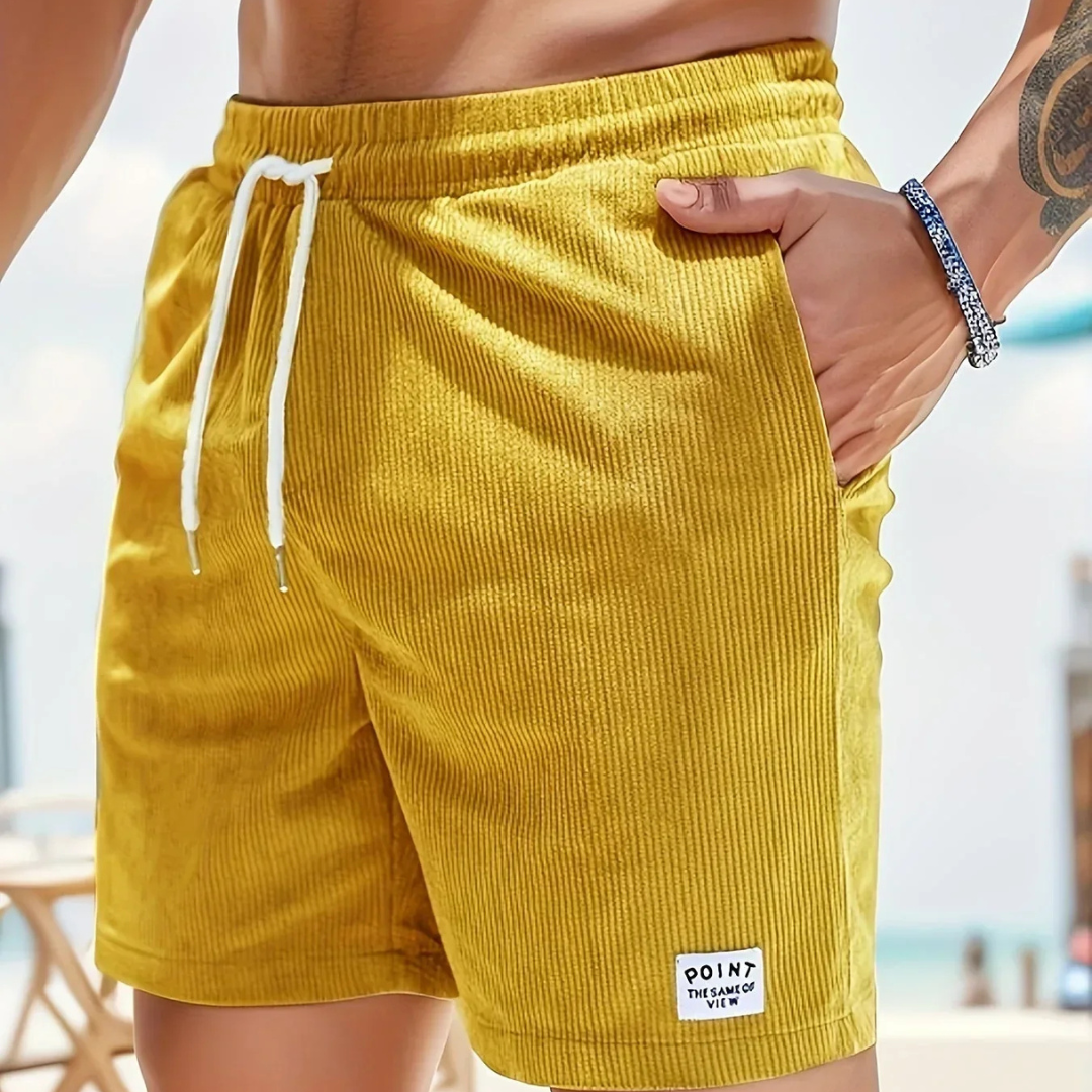Pantaloncini casual da uomo in velluto a coste – vestibilità morbida con coulisse