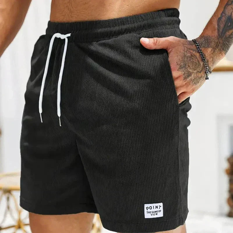 Pantaloncini casual da uomo in velluto a coste – vestibilità morbida con coulisse