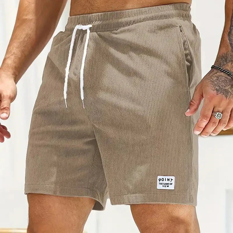 Pantaloncini casual da uomo in velluto a coste – vestibilità morbida con coulisse