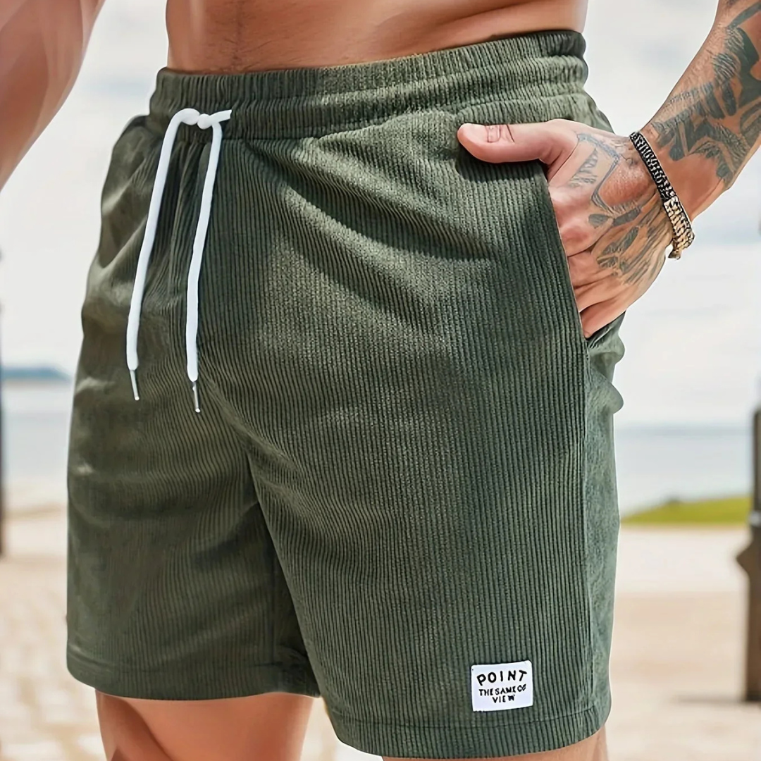Pantaloncini casual da uomo in velluto a coste – vestibilità morbida con coulisse
