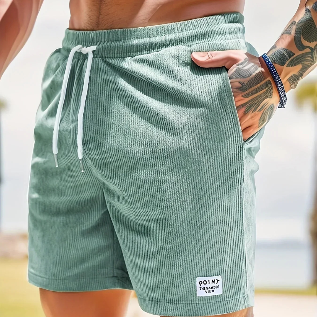 Pantaloncini casual da uomo in velluto a coste – vestibilità morbida con coulisse