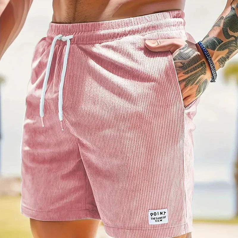 Pantaloncini casual da uomo in velluto a coste – vestibilità morbida con coulisse