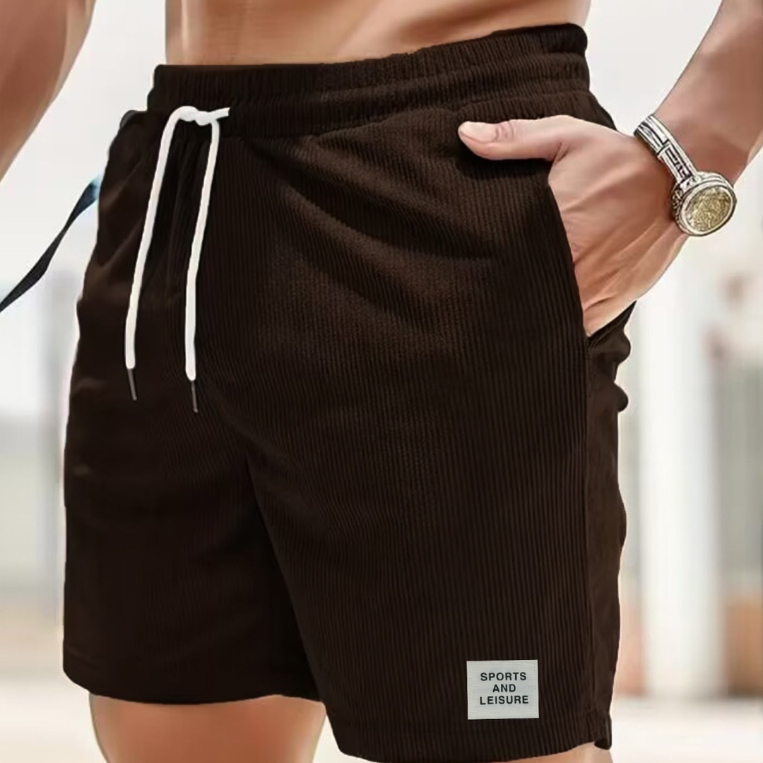 Pantaloncini casual da uomo in velluto a coste – vestibilità morbida con coulisse