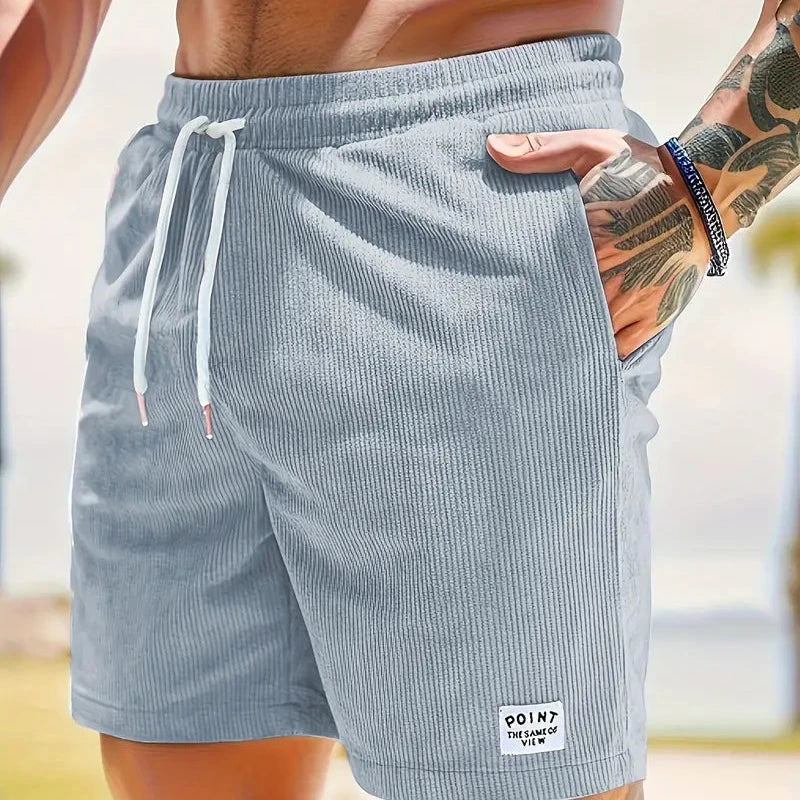 Pantaloncini casual da uomo in velluto a coste – vestibilità morbida con coulisse
