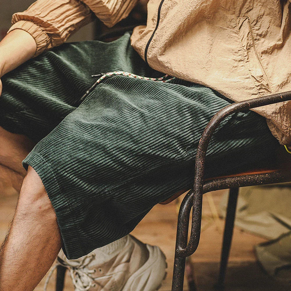 Pantaloncini da uomo in velluto a coste con coulisse