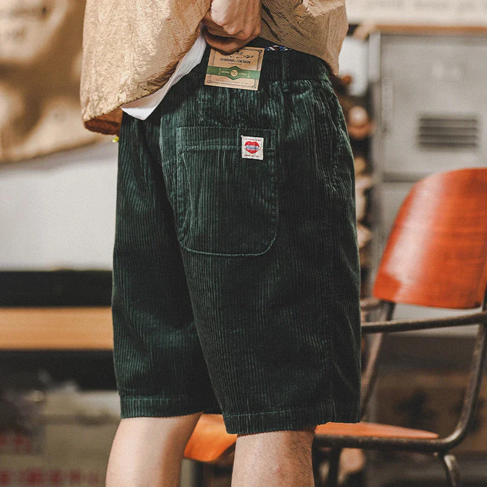 Pantaloncini da uomo in velluto a coste con coulisse