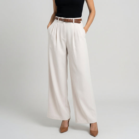 Pantaloni a gamba larga a vita alta