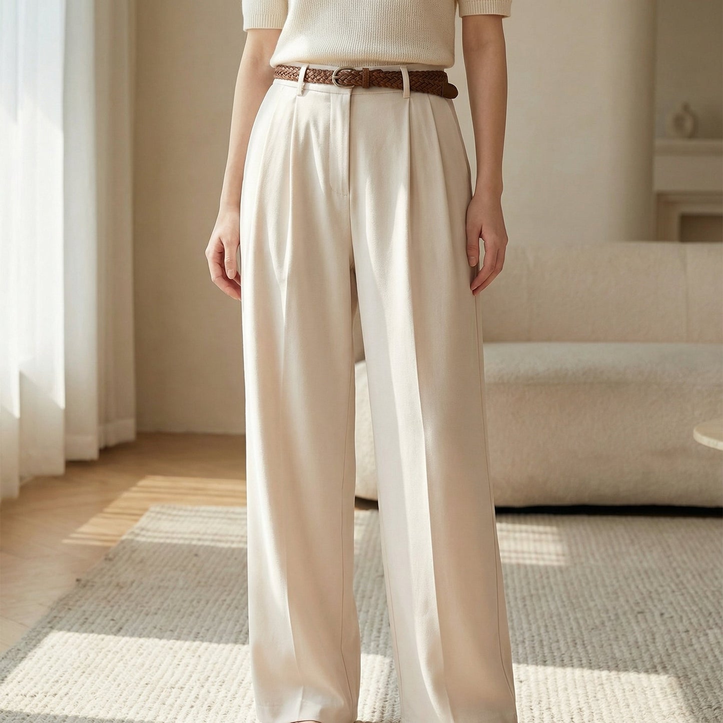 Pantaloni a gamba larga a vita alta