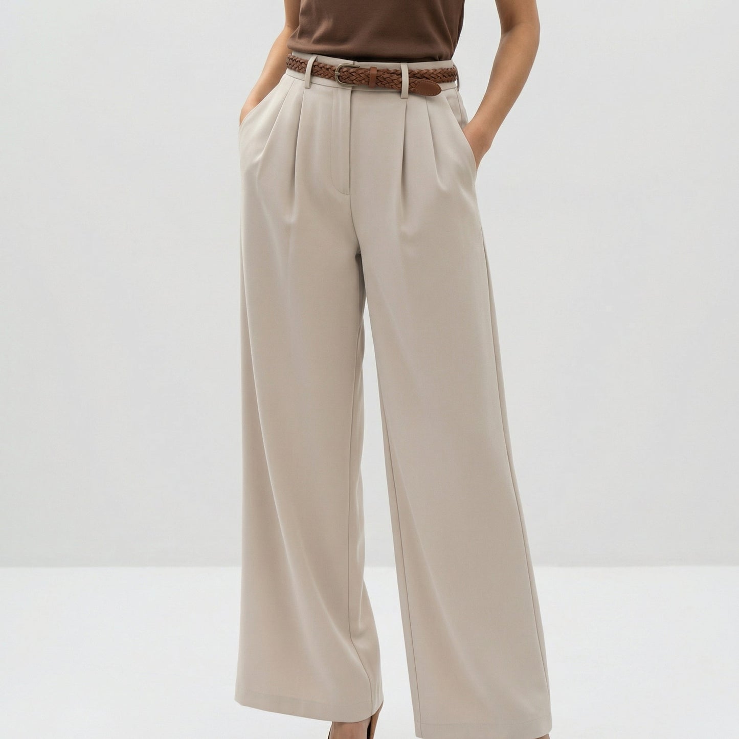 Pantaloni a gamba larga a vita alta