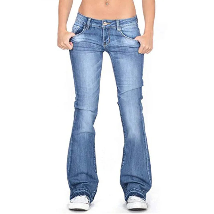 Pantaloni a Zampa da Donna a Vita Bassa Aderenti