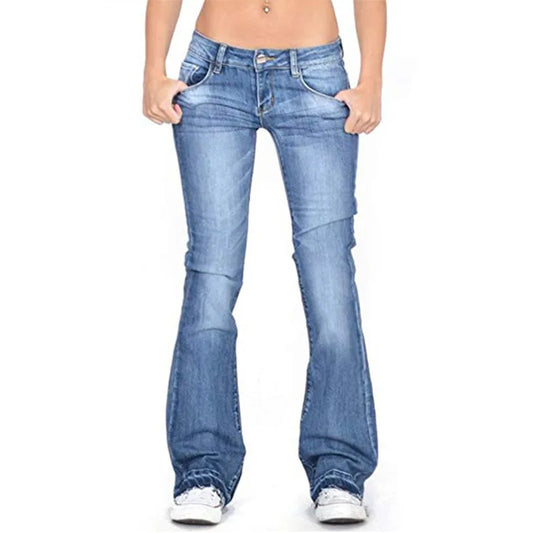 Pantaloni a Zampa da Donna a Vita Bassa Aderenti