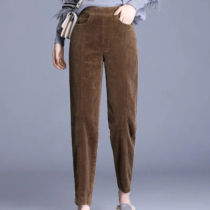 Pantaloni Caldi da Donna in Velluto a Coste