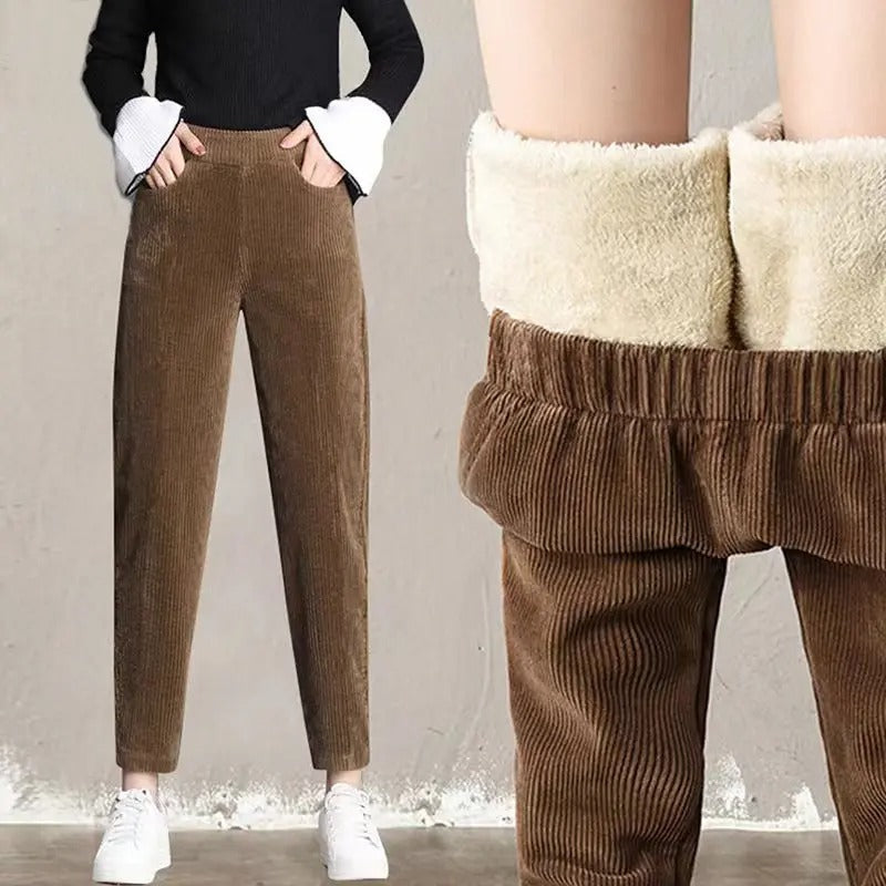 Pantaloni Caldi da Donna in Velluto a Coste