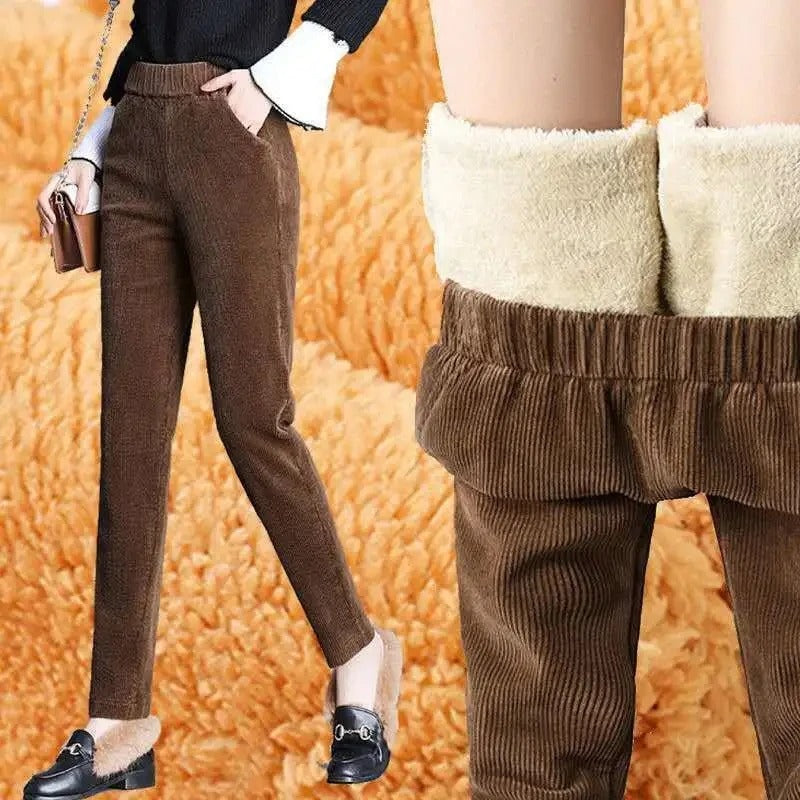 Pantaloni Caldi da Donna in Velluto a Coste