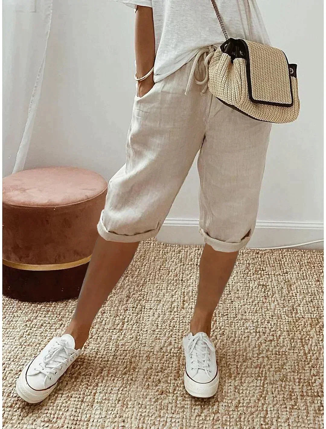 Pantaloni capri in lino per un comfort quotidiano