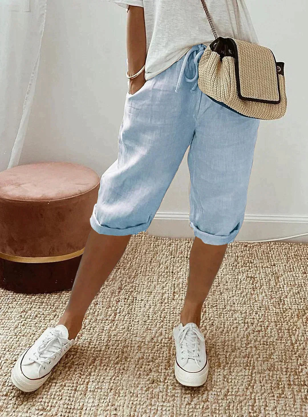 Pantaloni capri in lino per un comfort quotidiano