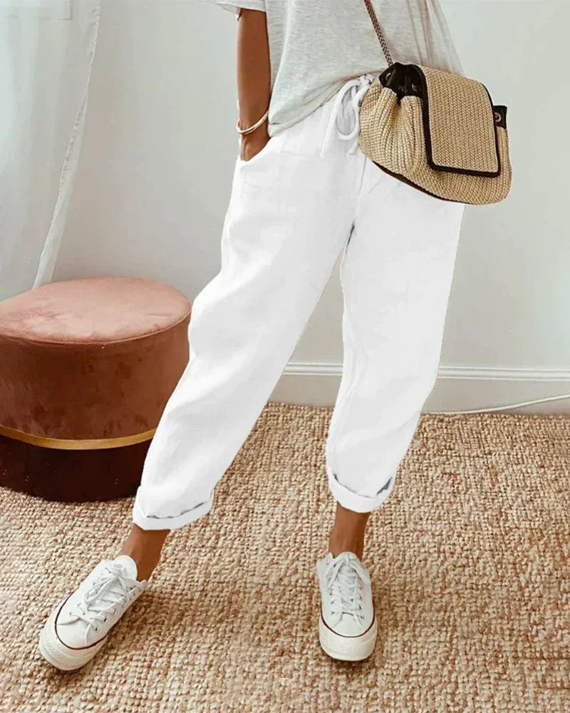 Pantaloni casual da donna in lino