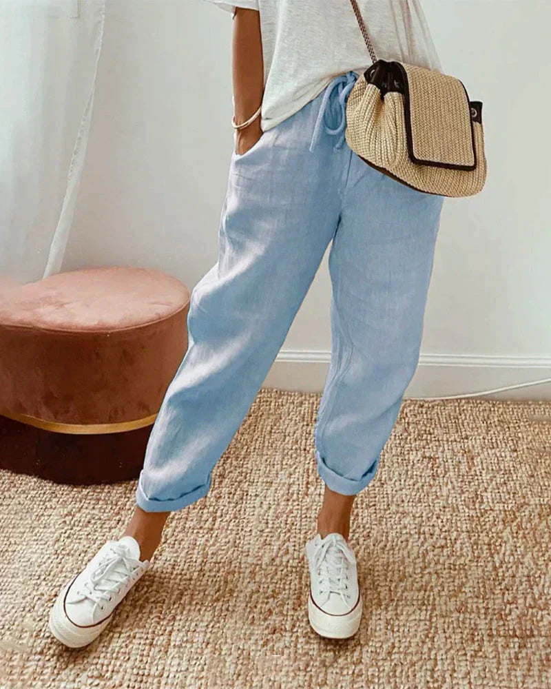 Pantaloni casual da donna in lino