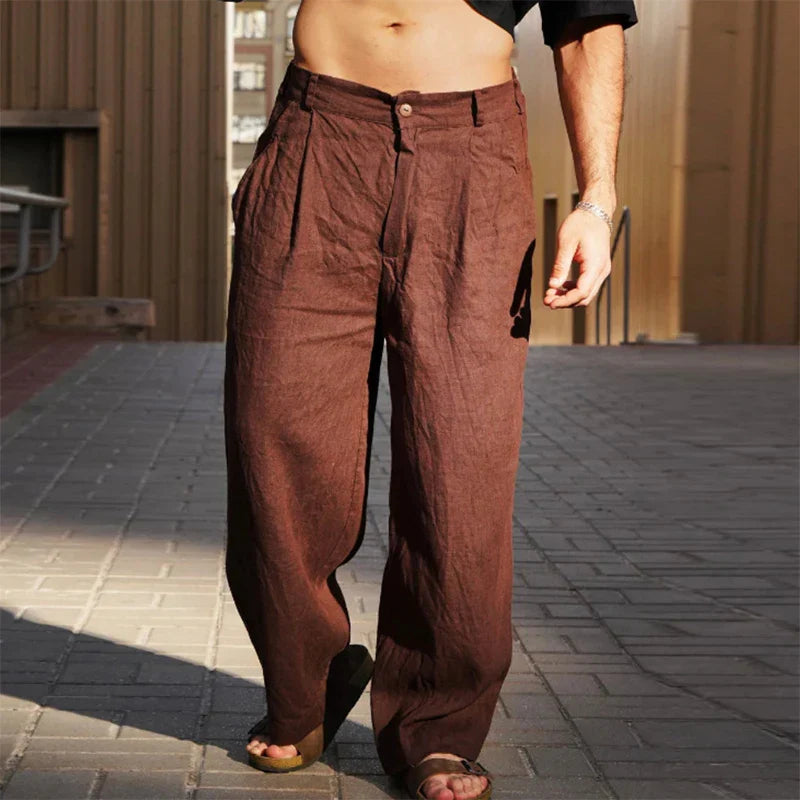 Pantaloni casual da uomo a gamba larga