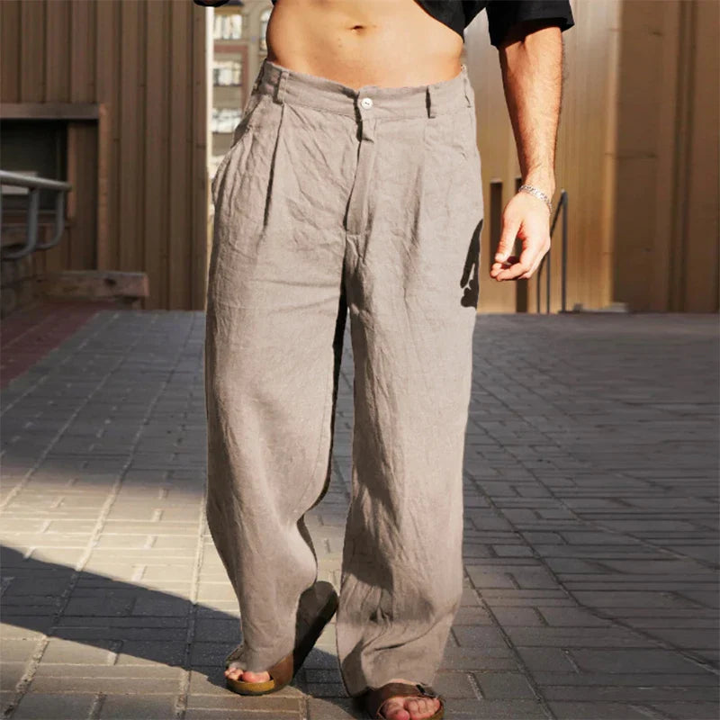 Pantaloni casual da uomo a gamba larga