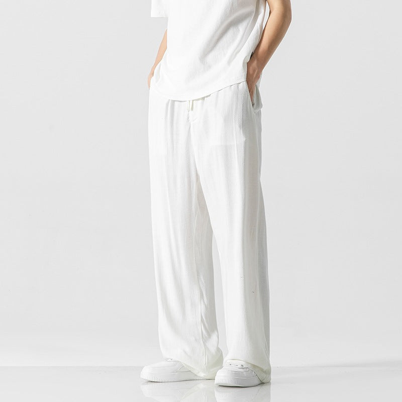 Pantaloni casual da uomo – Vestibilità comoda – Lunghi – Comoda vita con Coulisse