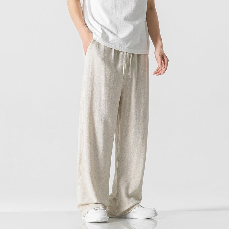 Pantaloni casual da uomo – Vestibilità comoda – Lunghi – Comoda vita con Coulisse