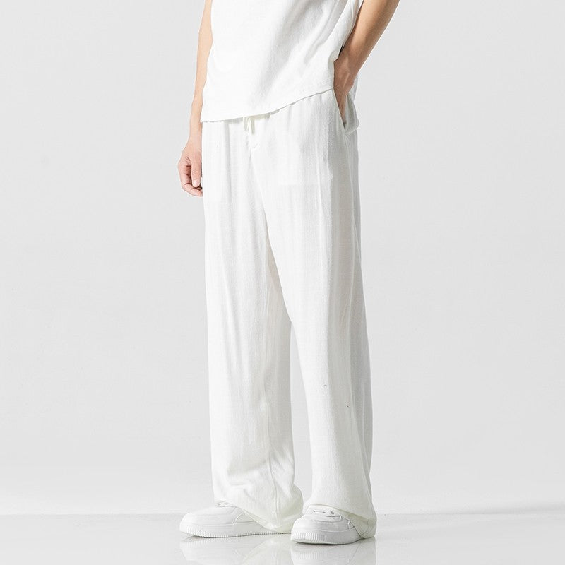 Pantaloni casual da uomo – Vestibilità comoda – Lunghi – Comoda vita con Coulisse
