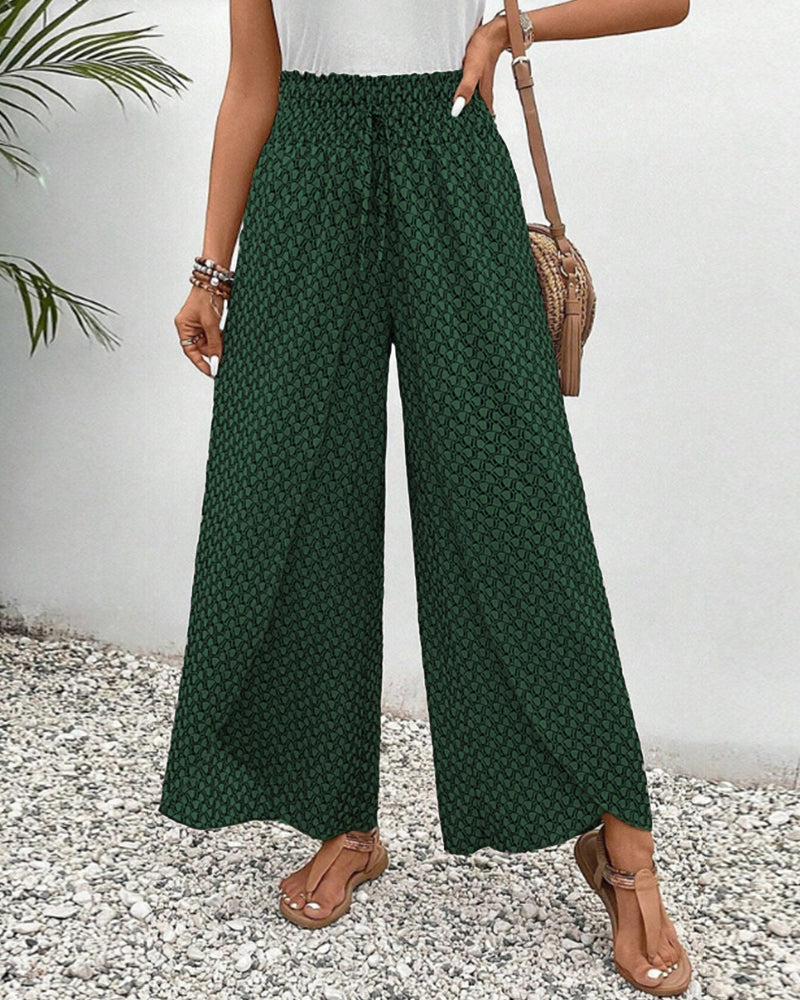 Pantaloni casual leggeri e fluenti a gamba larga con fascia elastica in vita