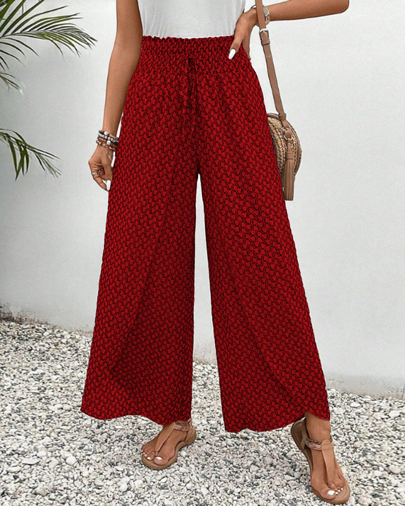 Pantaloni casual leggeri e fluenti a gamba larga con fascia elastica in vita