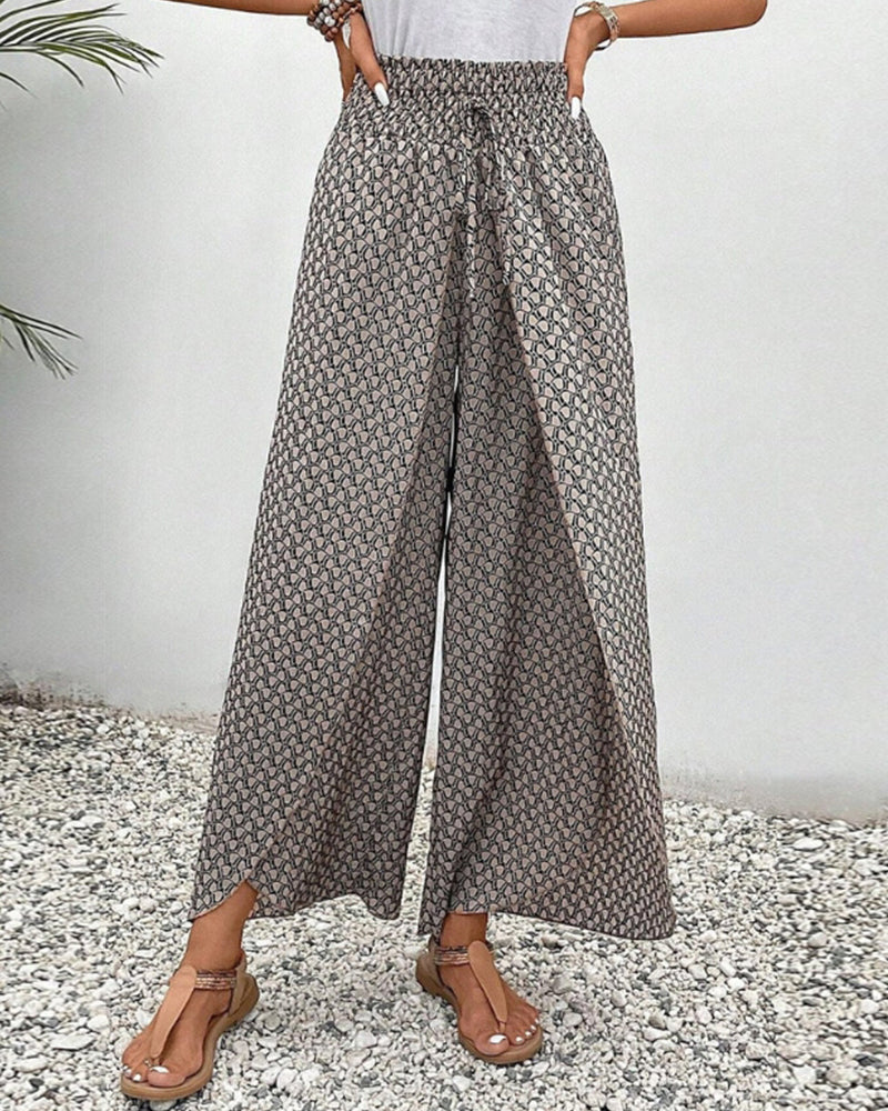 Pantaloni casual leggeri e fluenti a gamba larga con fascia elastica in vita