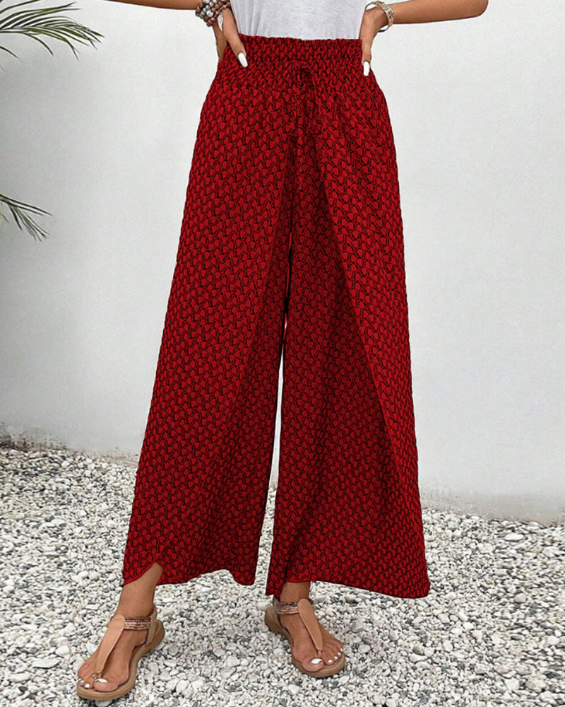 Pantaloni casual leggeri e fluenti a gamba larga con fascia elastica in vita