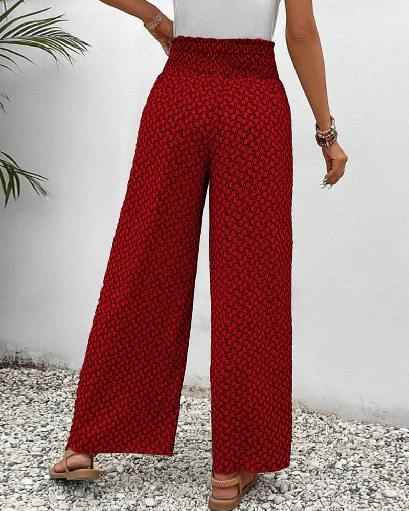 Pantaloni casual leggeri e fluenti a gamba larga con fascia elastica in vita