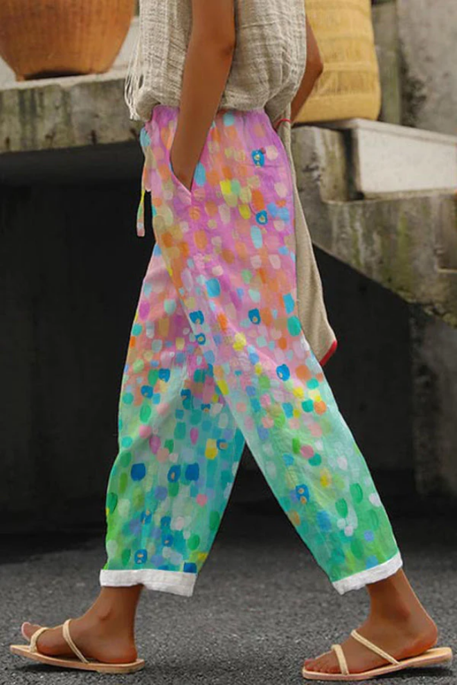 Pantaloni Casual Stampati Unici con Tasche e Bottoni