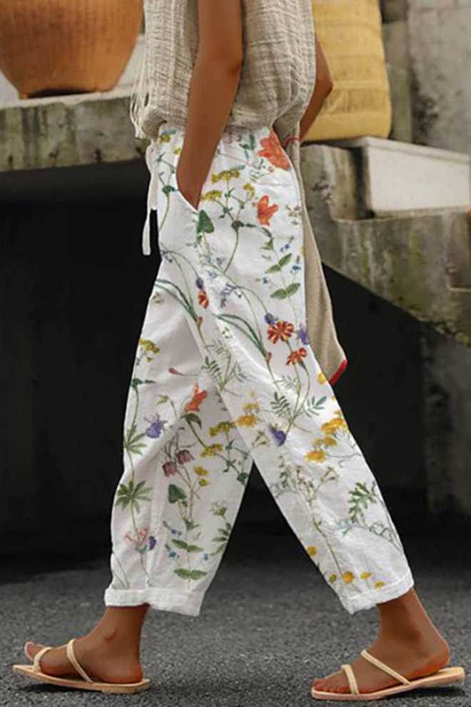 Pantaloni Casual Stampati Unici con Tasche e Bottoni