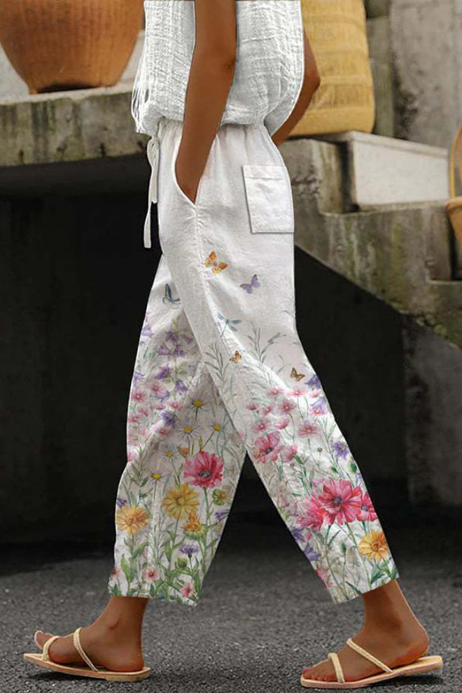 Pantaloni Casual Stampati Unici con Tasche e Bottoni