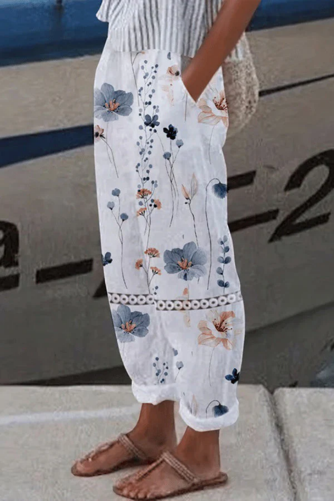 Pantaloni Casual Stampati Unici con Tasche e Bottoni
