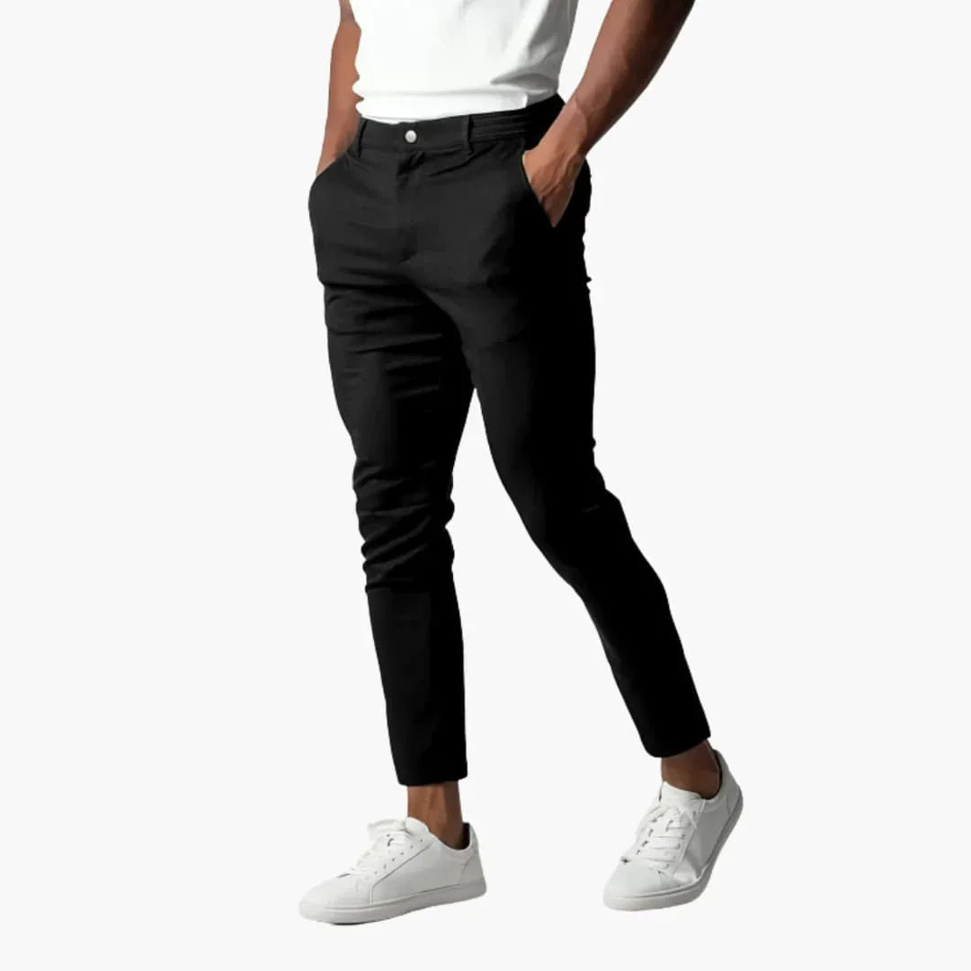 Pantaloni chino da uomo elastici con cintura e gamba dritta