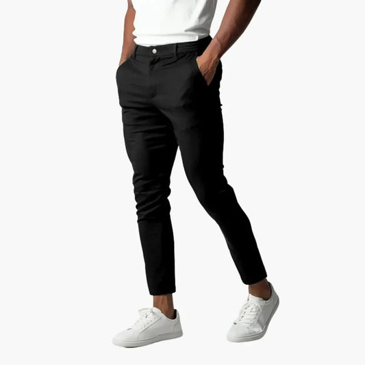 Pantaloni chino da uomo elastici con cintura e gamba dritta