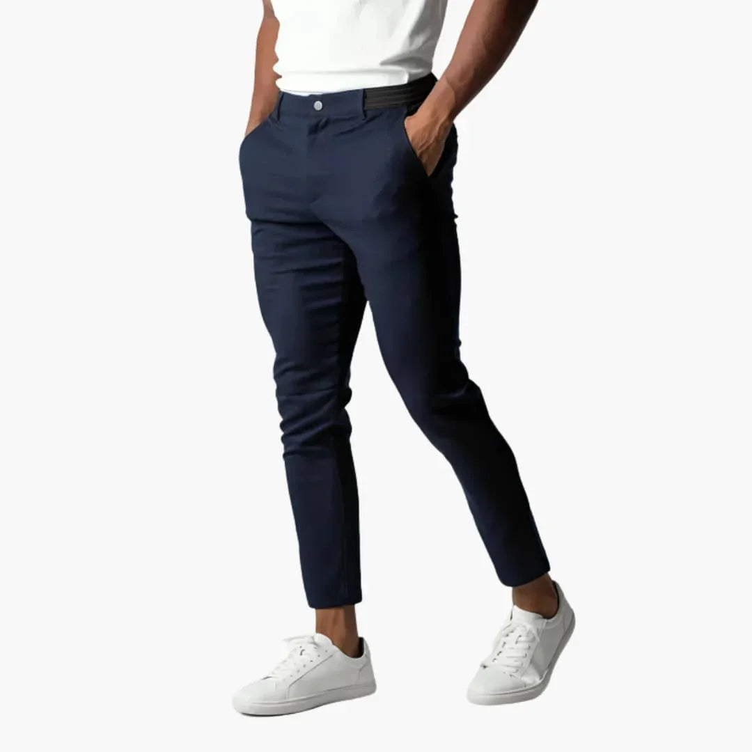 Pantaloni chino da uomo elastici con cintura e gamba dritta